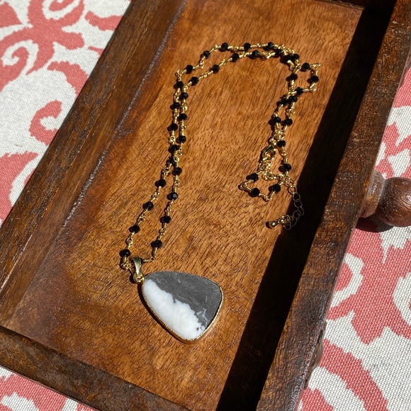 Graycefull Boutique Jewelry - Natural Zebra Stone 18K GP Rosary Chain Necklace